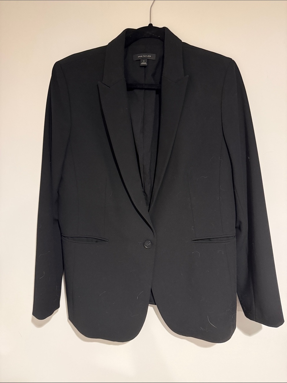 Ann Taylor Black Single-Button Notch Lapel Blazer